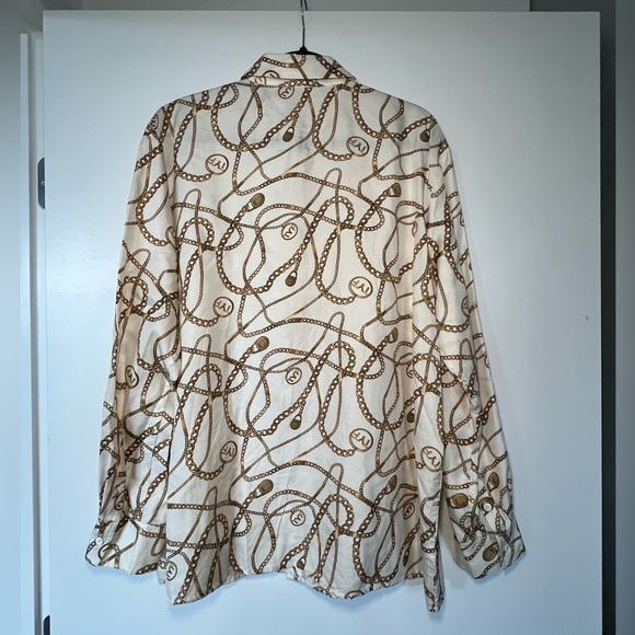 Tell your friends gold chain print silk blouse size L - Picture 4 of 6